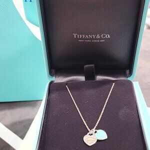Tiffany blue double heart pendant sterling silver